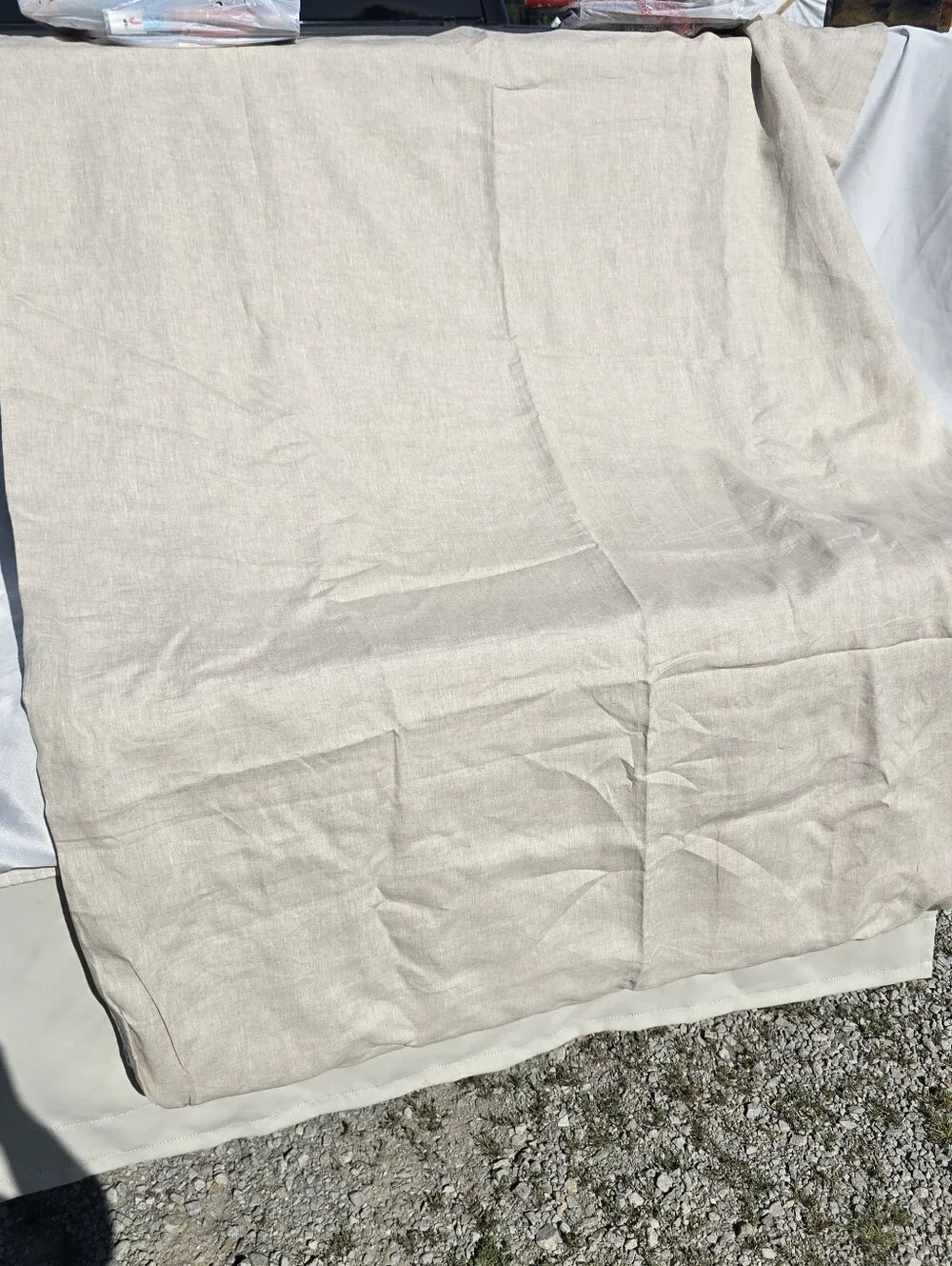 Quince European Linen True Blackout Curtain 48x84 Flax Single Panel 48